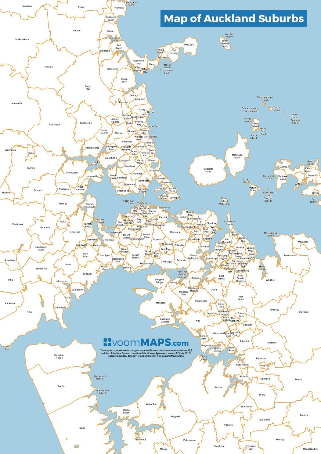 kort af Auckland úthverfi