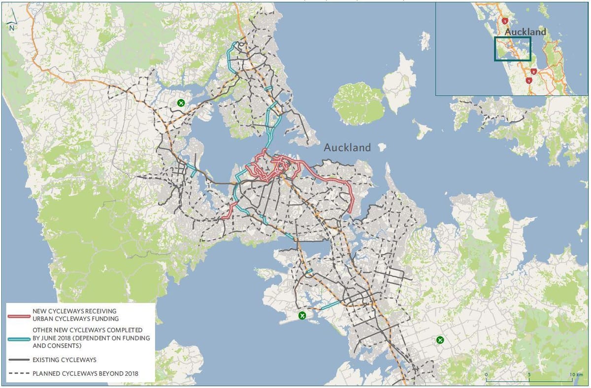 kort af cycleway Auckland kort