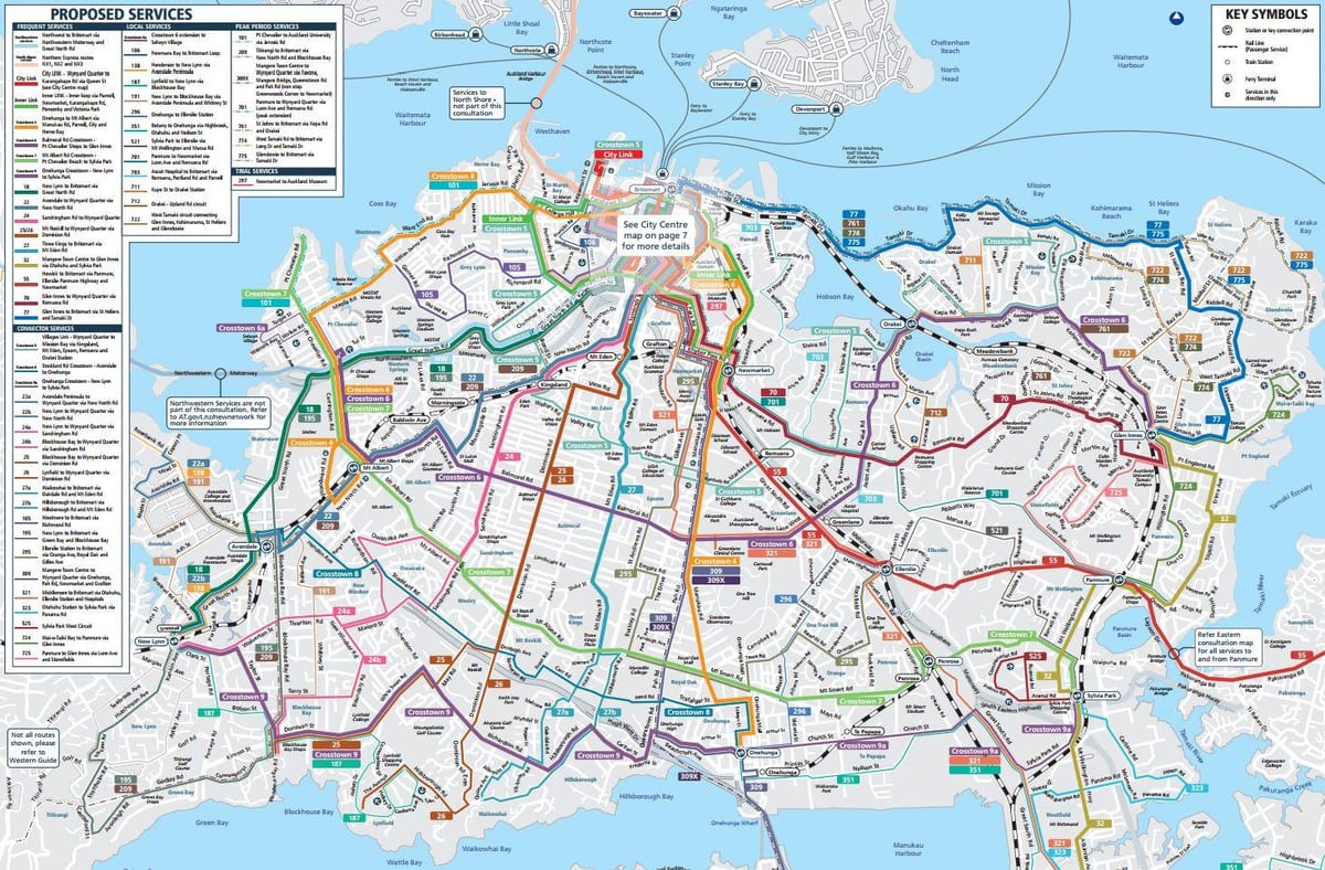 Auckland almenningssamgöngum kort