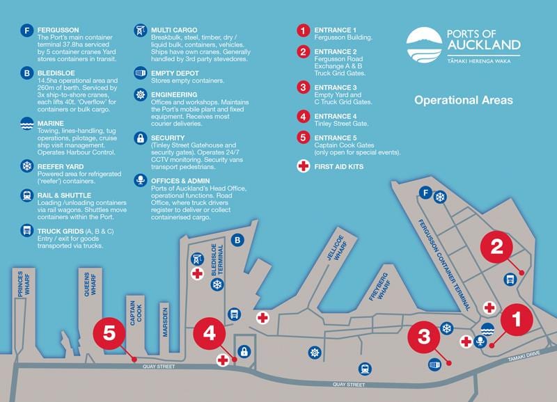 höfn Auckland kort