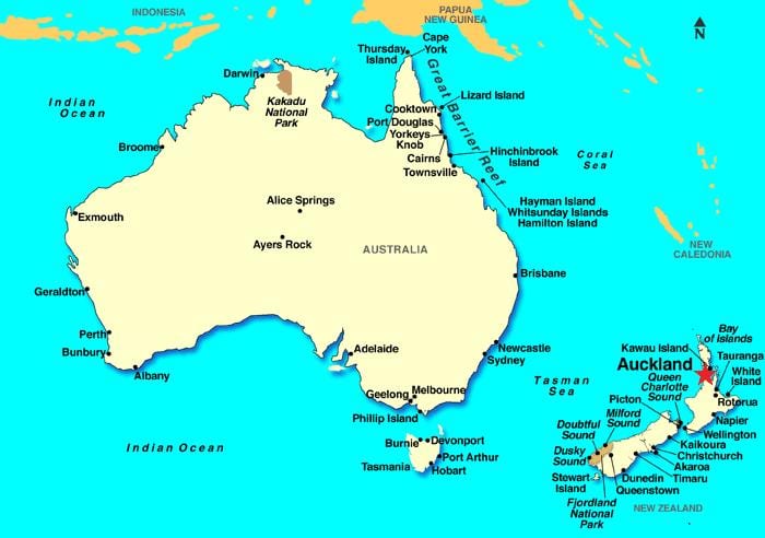 Auckland í heiminum kort