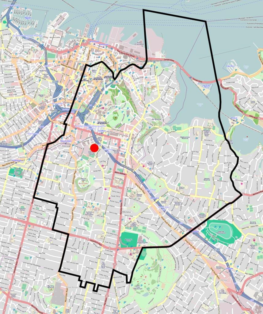 Auckland menntaskólanum svæði kort