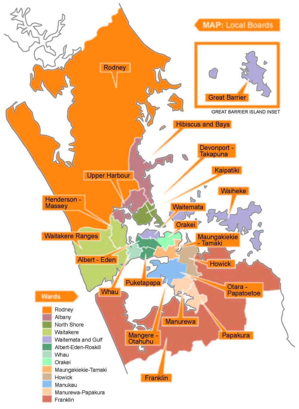 Auckland ráðið mörk kort
