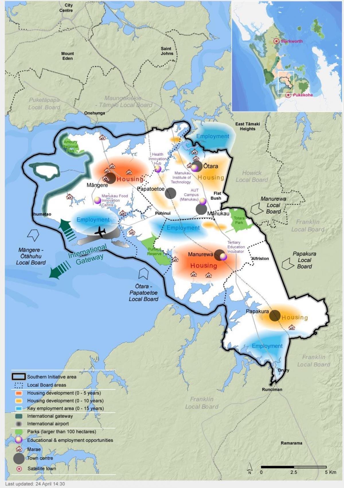 kort af suður Auckland