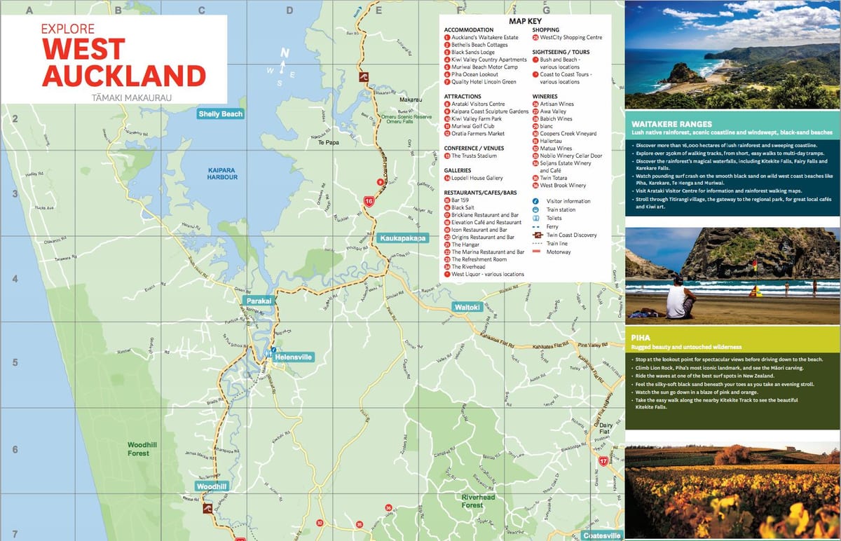 kort af west Auckland