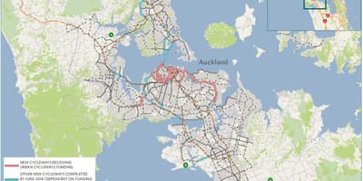 Kort af cycleway Auckland kort