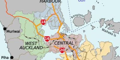 Kort af Auckland hverfum