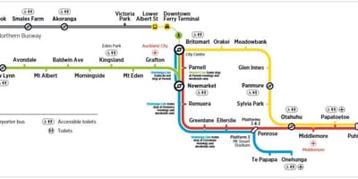 Auckland neðanjarðarlestinni kort