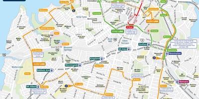 Auckland strætó leið kort