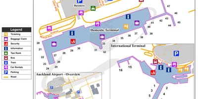 Auckland alþjóðlegur flugvöllur kort
