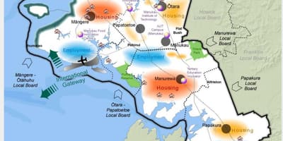 Kort af suður Auckland